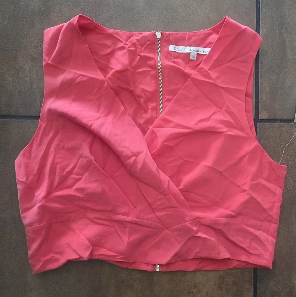 RACHEL Rachel Roy Vibrant Pink Wrap Crop Top Size 12